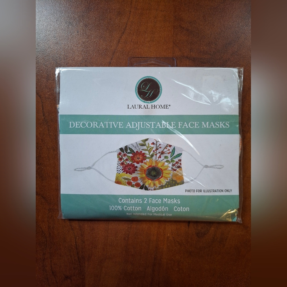 Decorative Adjustable Floral Facemasks 2pk. 3 Avail. Priced For 1 By Laural Home
